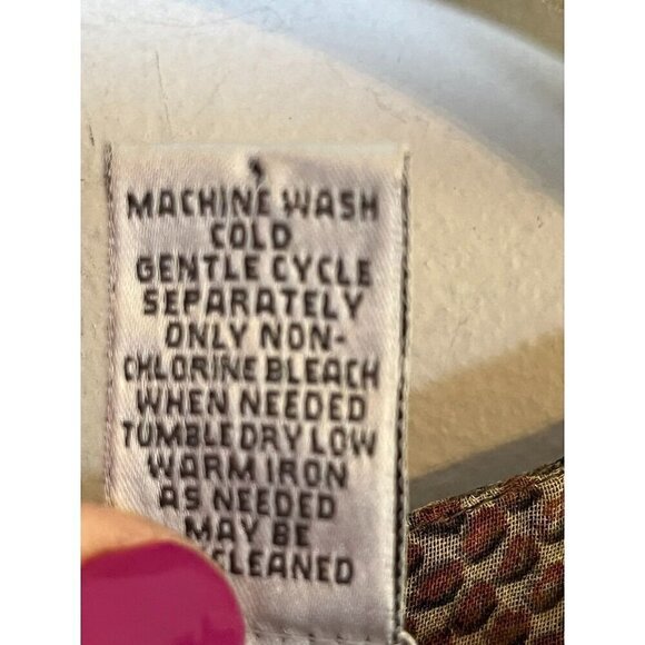 Chicos Top XL Brown Animal Print Tunic Sequin Neutral Twee Western 80s Safari - Picture 8 of 12